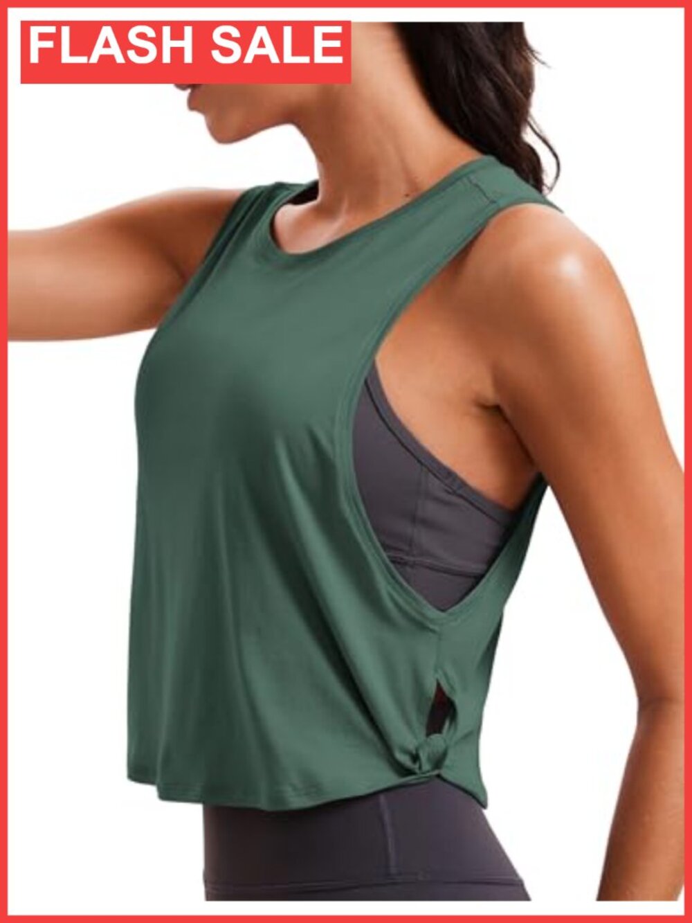 Pima Cotton Dropped Armhole Tank Top Loose Fit Cropped Sleeveless Yoga Workout